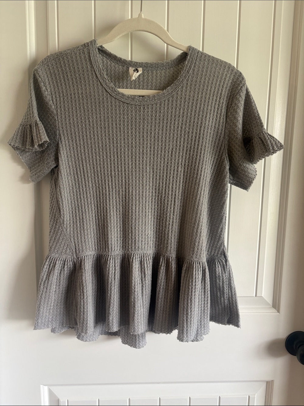 Flawless Grey waffle knit top